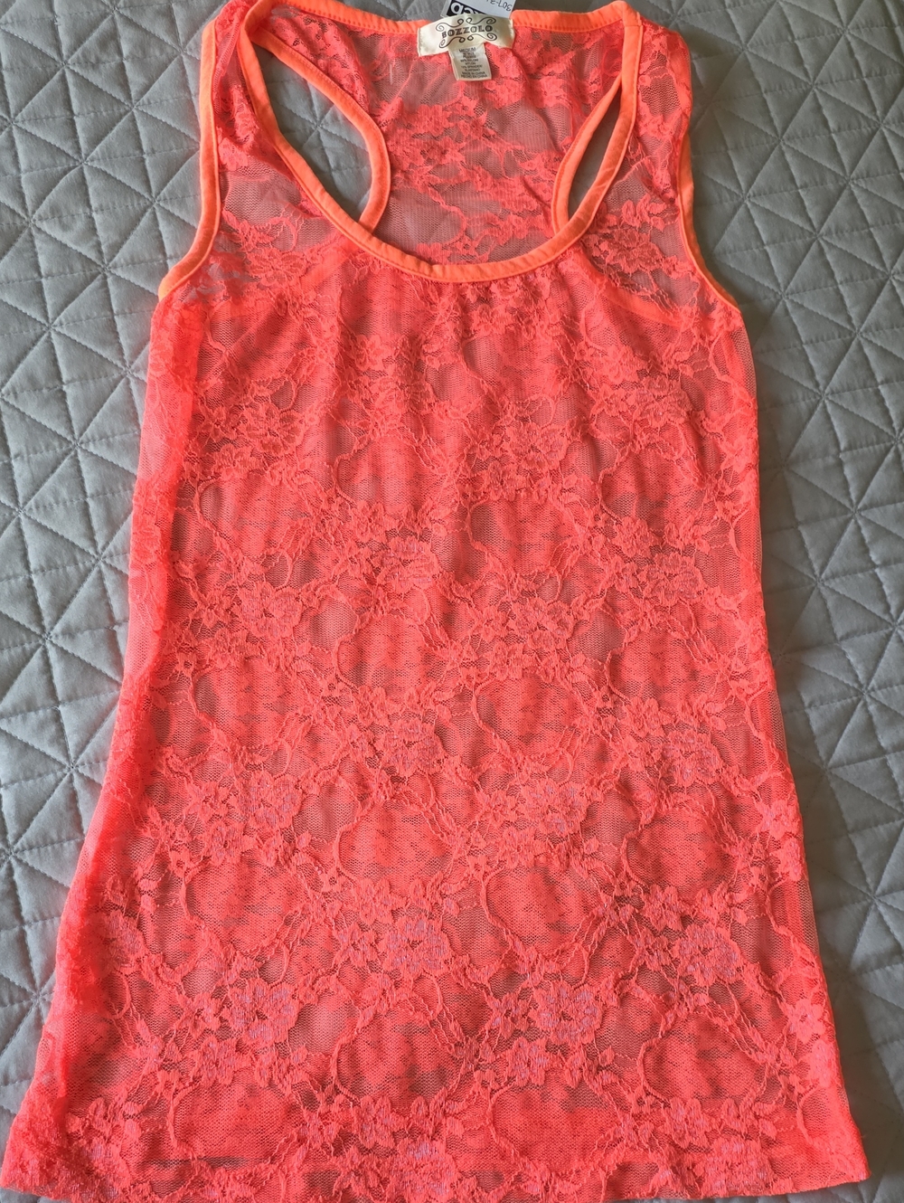 Bozzolo Neon Coral Lace Racerback Chemise
